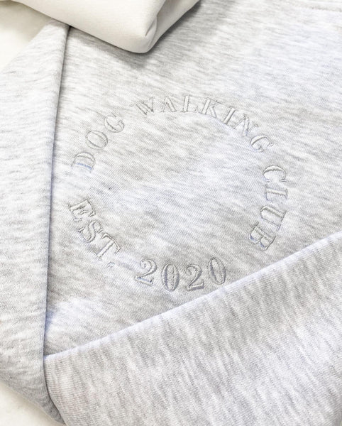 Embroidered Zip Neck Sweat - LUXE Travel Essentials - Grey