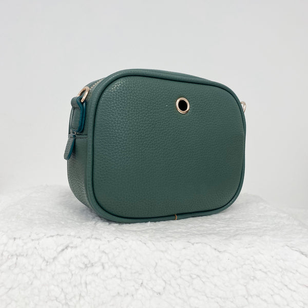LUXE Vegan Leather Shoulder Bag - Hunter Green Plaid