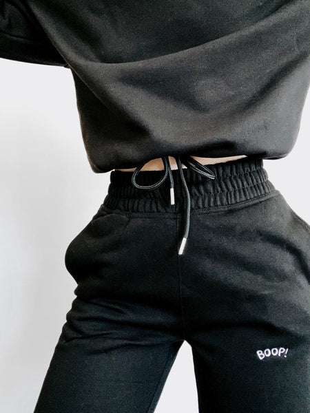 Embroidered Classic Joggers - The aDoraBle Pooch Co x Boop My Nose - Black
