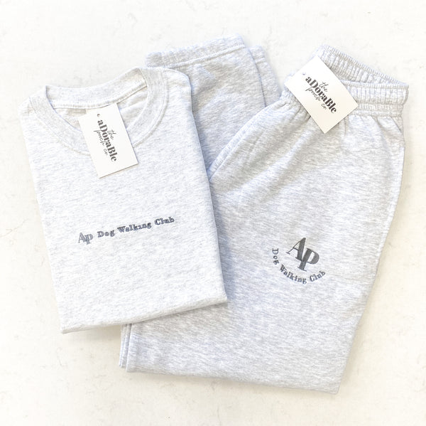 Embroidered Joggers - AP Dog Walking Club - Grey