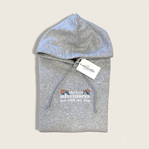 Embroidered Organic Hoodie - Light Grey - Alpine Adventure