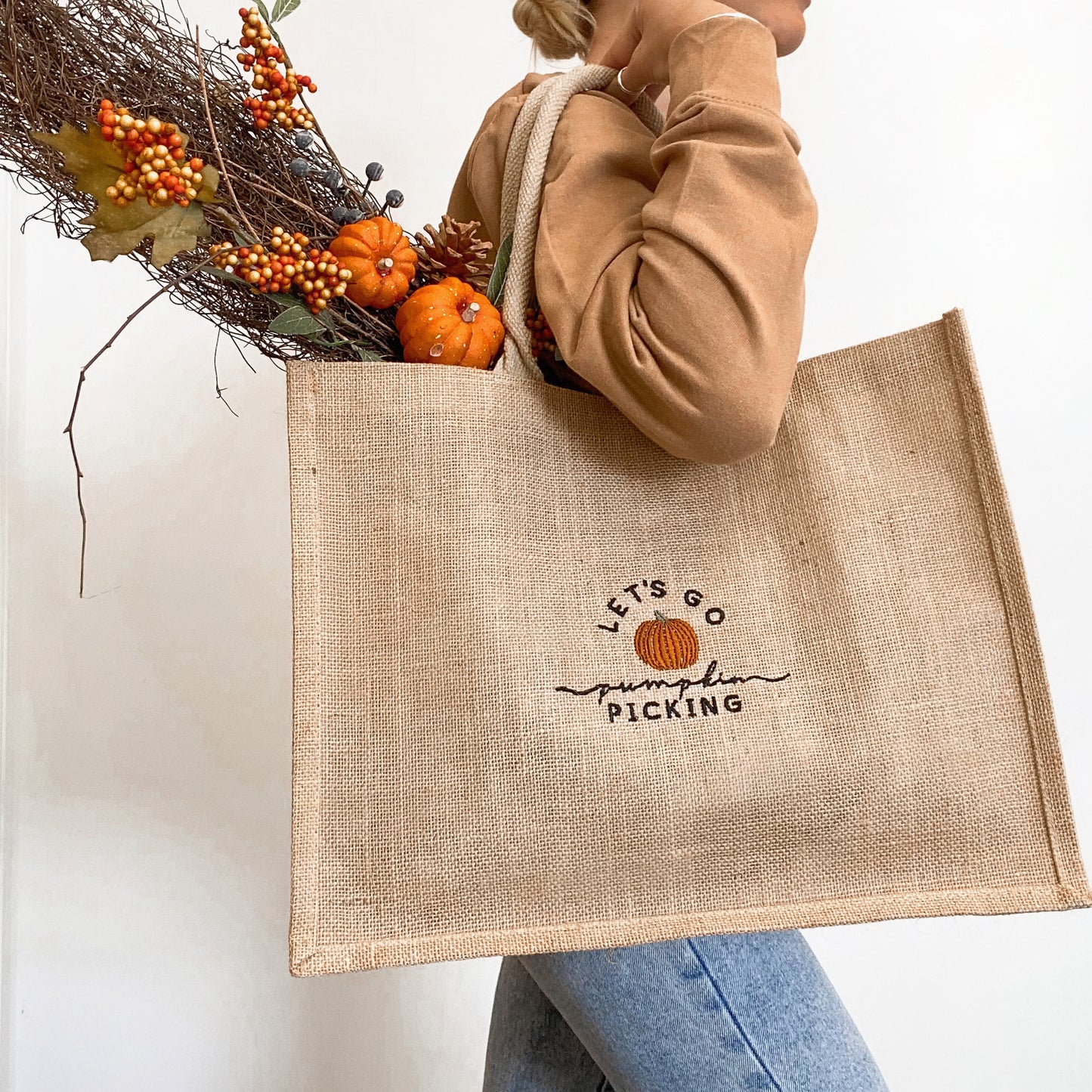 Embroidered Shopper Bag - Pumpkin Patch - Sample